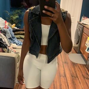 Joyce Leslie Denim shoulder studded vest